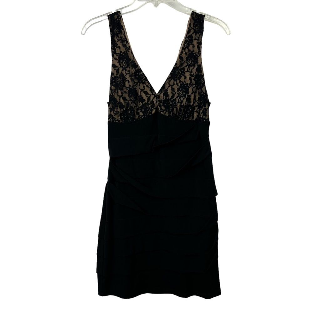 City Triangles Women’s Party Cocktail Dress Sz Large Black Lace Overlay Bodice